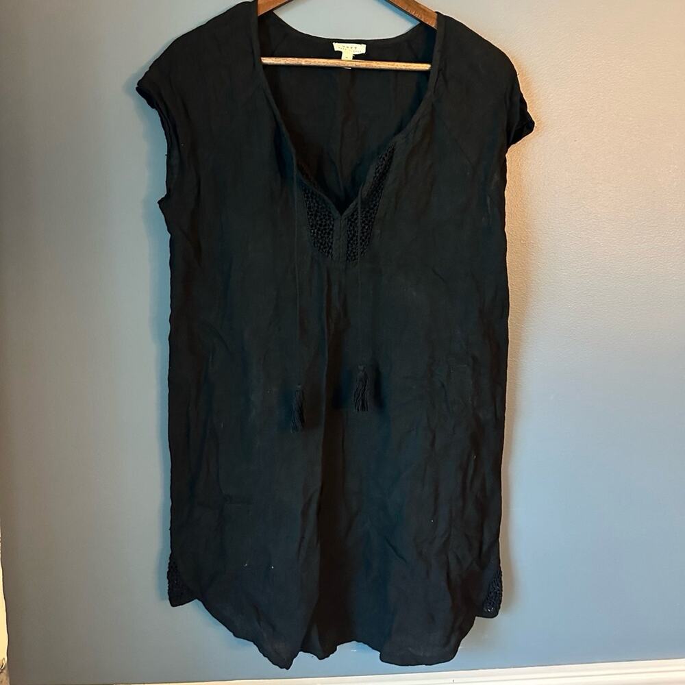 Joie black linen tunic coverup
